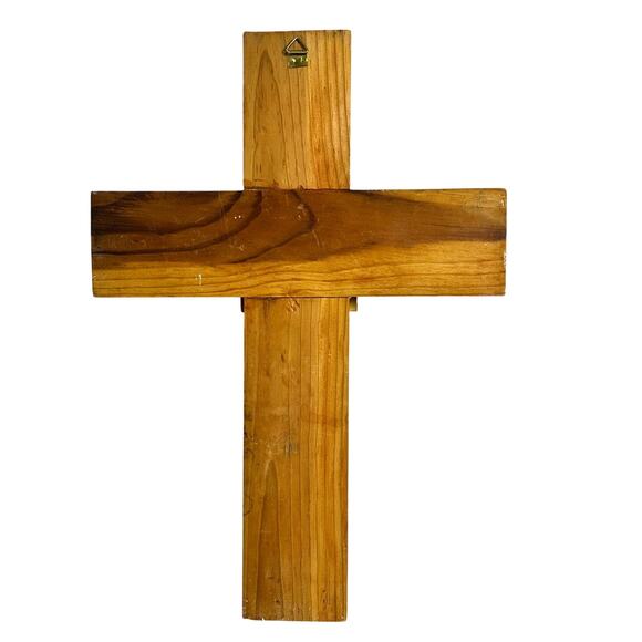 Folk Art Hand Painted 3-D Wood Cross Village Scene 20” x 14” - Picture 8 of 8